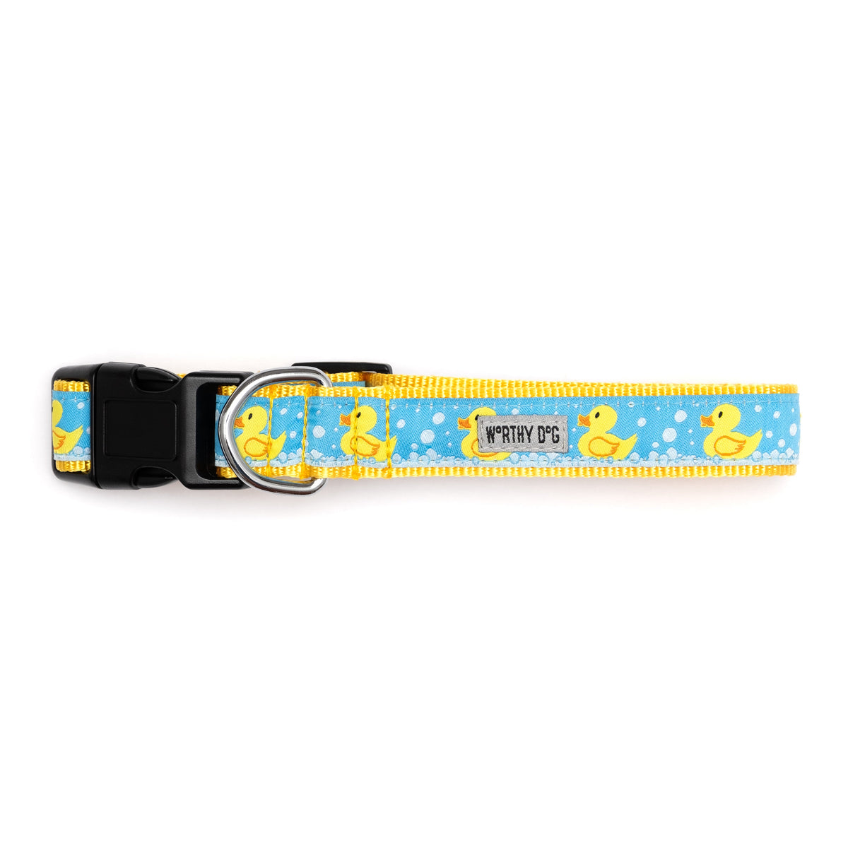 Blue Rubber Duck Dog Collar in blue, product view 3