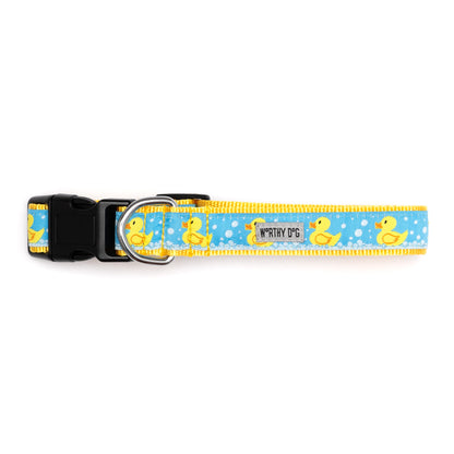 Blue Rubber Duck Dog Collar in blue, product view 3