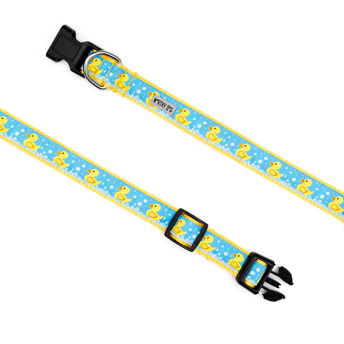 Blue Rubber Duck Dog Collar in blue, product view 4