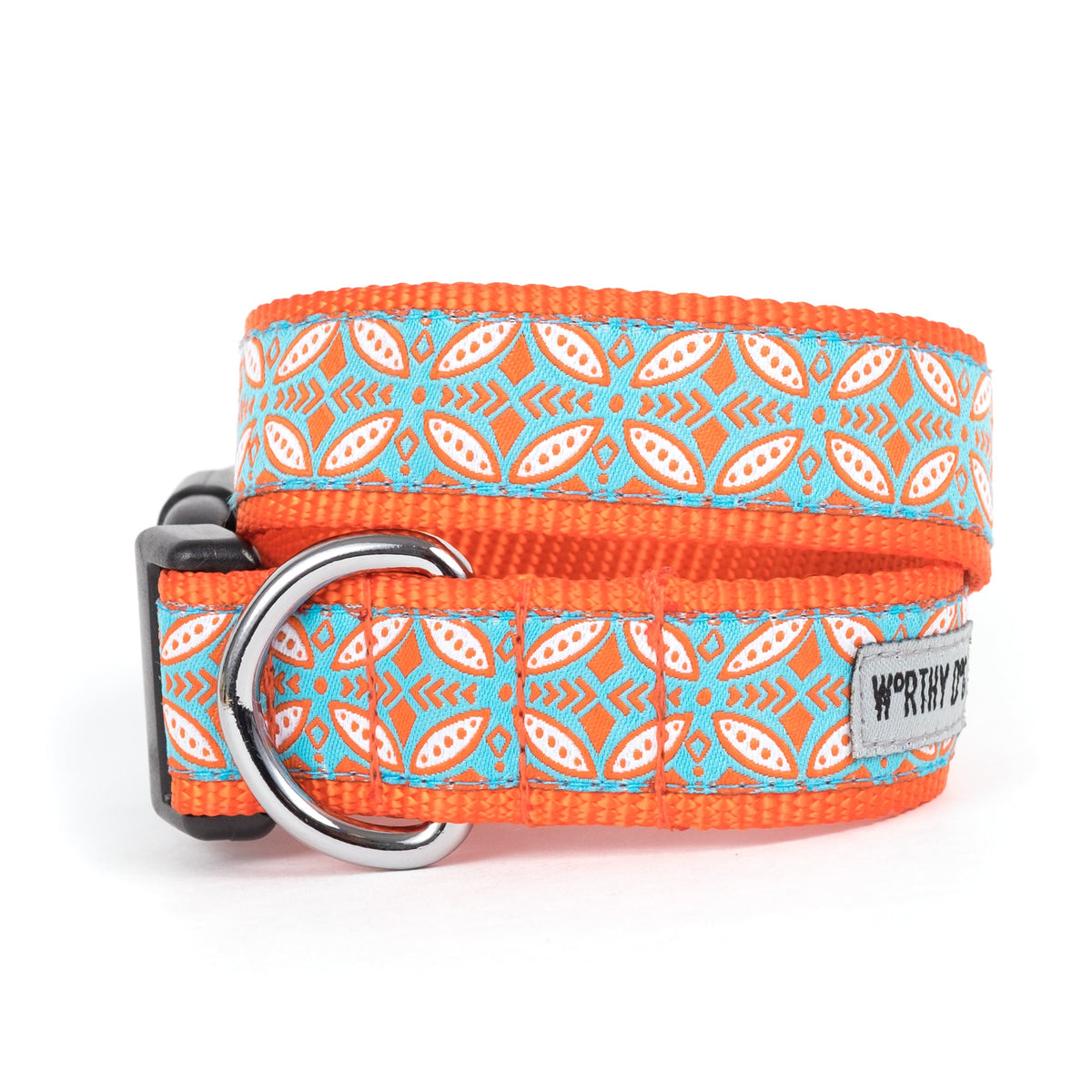 Stamp Print Dog Collar – Coral, Sizes XS–XL