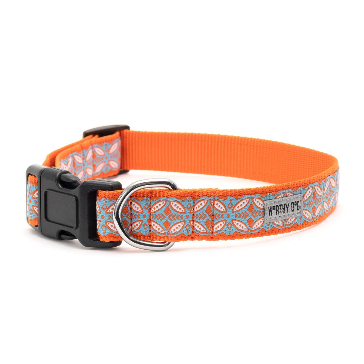 Stamp Print Dog Collar – Coral, Sizes XS–XL