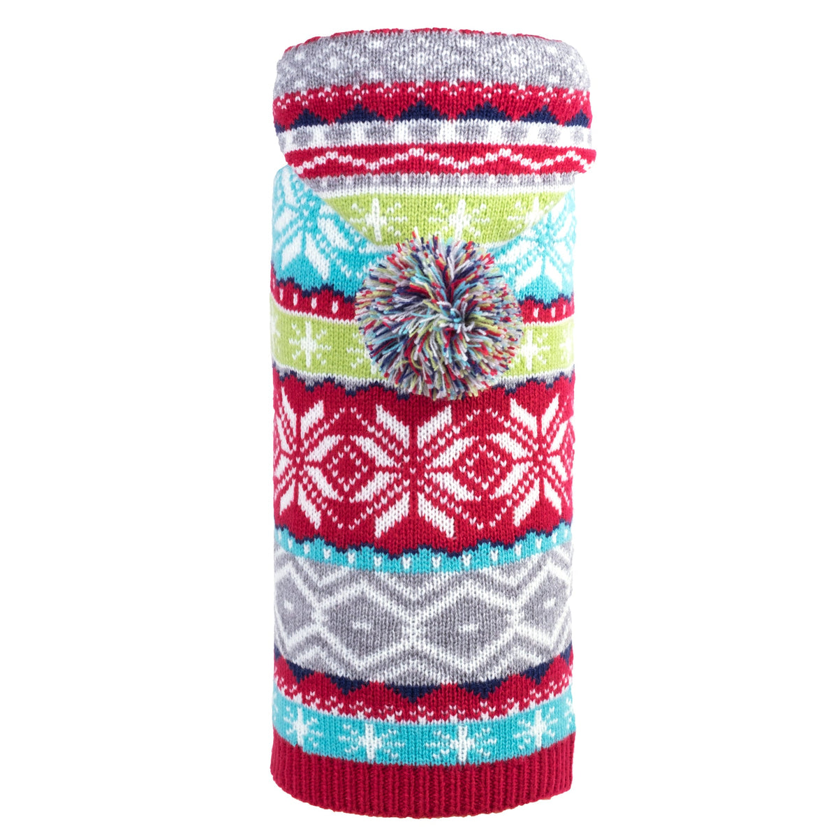 Fairisle Hoodie Dog Sweater – Acrylic, Multicolored, Blue & Pink, Sizes XXS–XXL