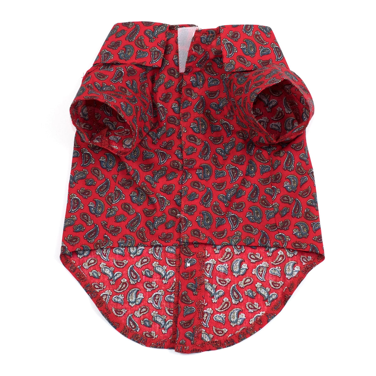 Paisley Red Dog Shirt – Cotton, Red, Sizes XS–XXL