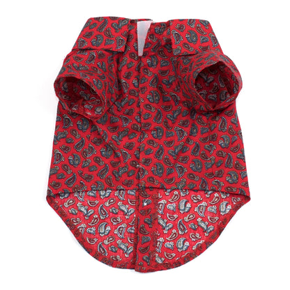 Paisley Red Dog Shirt – Cotton, Red, Sizes XS–XXL