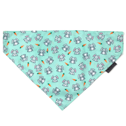Bunnies Dog Slide-On Bandana – Polyester, Mint Green, Sizes S, L