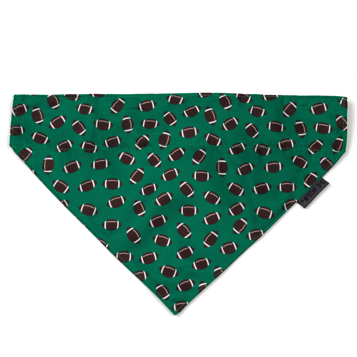 Football Dog Slide-On Bandana – Polyester, Green, Sizes S, L