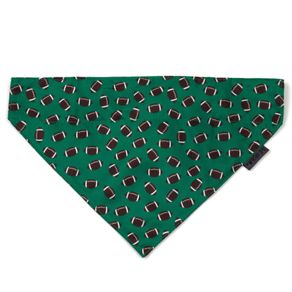 Football Dog Slide-On Bandana – Polyester, Green, Sizes S, L