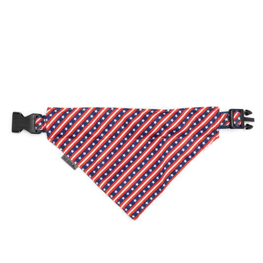 Bias Stars and Stripes Dog Slide-On Bandana – Polyester, Red/White/Blue, Sizes S, L