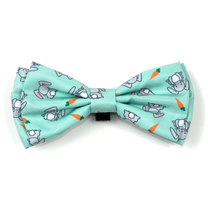 Bunnies Dog Bow Tie – Polyester, Mint Green, Sizes S, L
