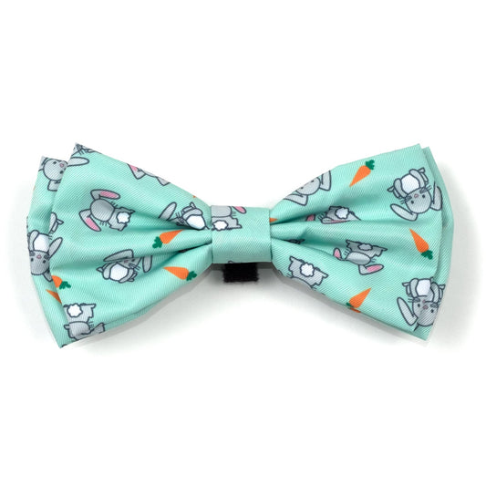 Bunnies Dog Bow Tie – Polyester, Mint Green, Sizes S, L