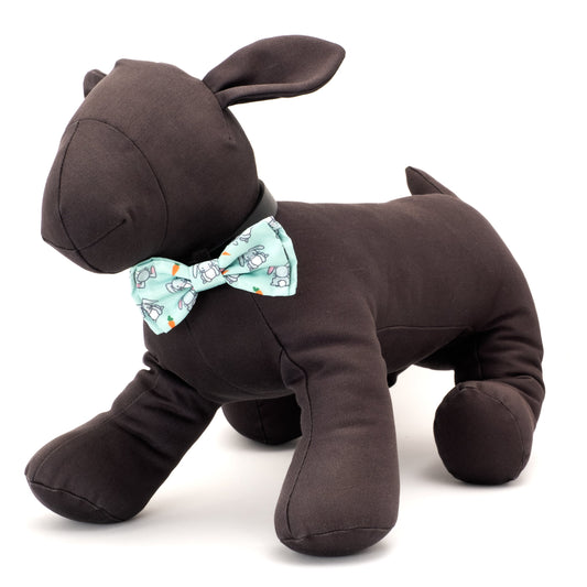 Bunnies Dog Bow Tie – Polyester, Mint Green, Sizes S, L