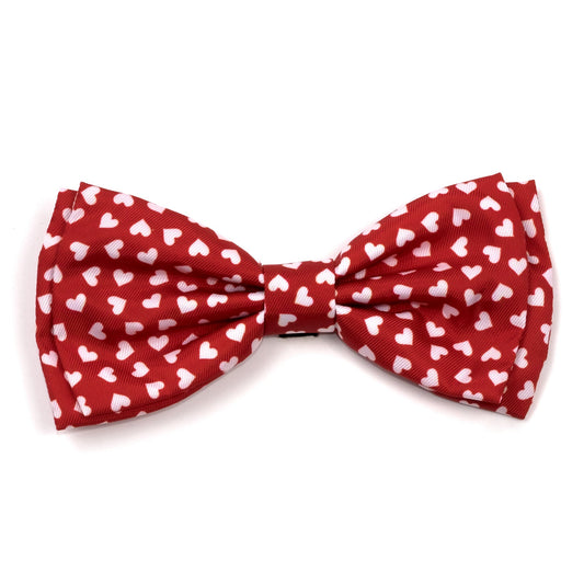 Hearts Dog Bow Tie – Polyester, Red, Sizes S, L