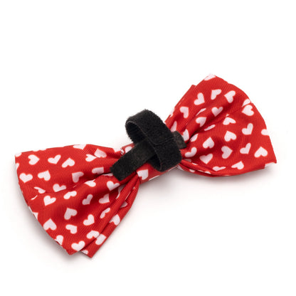 Hearts Dog Bow Tie – Polyester, Red, Sizes S, L