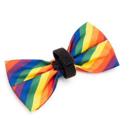 Rainbow Dog Bow Tie – Polyester, Multicolored, Sizes S, L