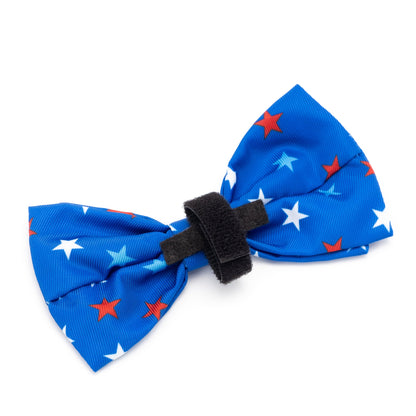 Patriotic Stars Dog Bow Tie – Polyester, Blue, Sizes S, L