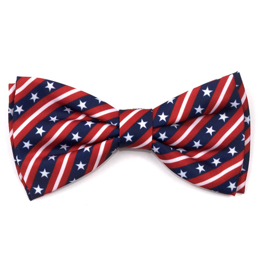 Bias Stars and Stripes Dog Bow Tie – Polyester, Red/White/Blue, Sizes S, L
