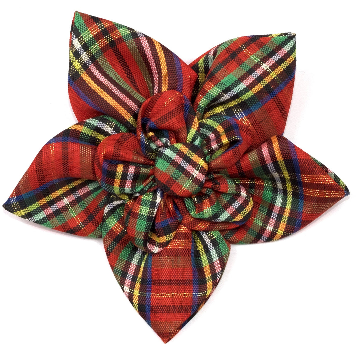 Red Lurex Plaid Dog Flower – Polyester, Red, Sizes S, L