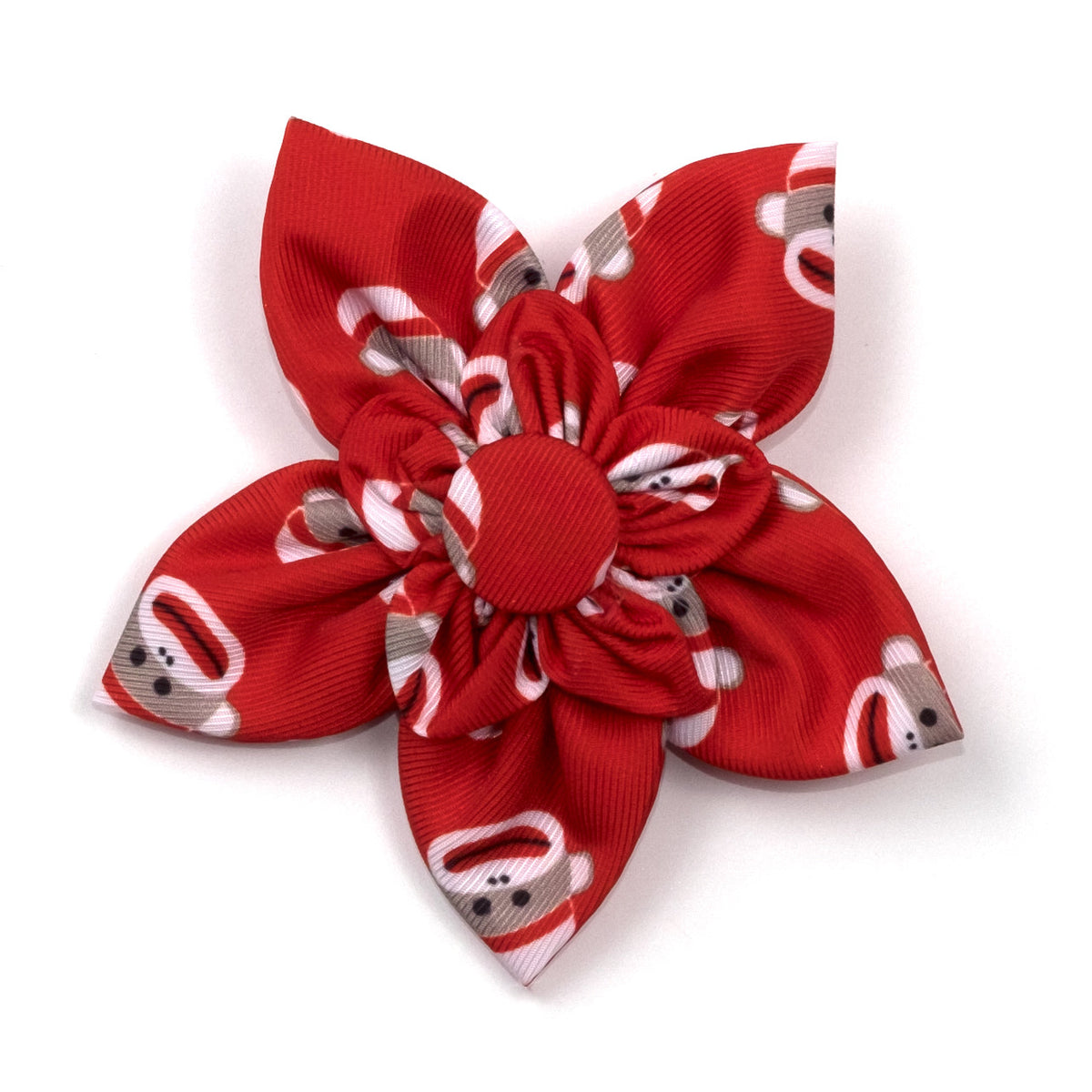 Sock Monkey Dog Flower – Polyester, Red, Sizes S, L