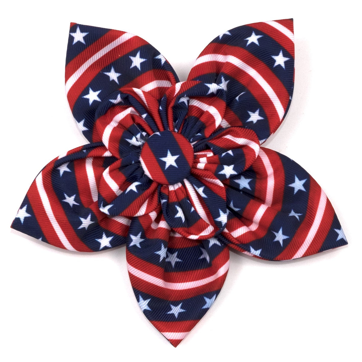 Bias Stars and Stripes Dog Flower – Polyester, Red/White/Blue, Sizes S, L