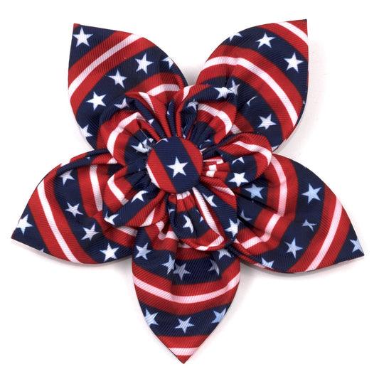 Bias Stars and Stripes Dog Flower – Polyester, Red/White/Blue, Sizes S, L
