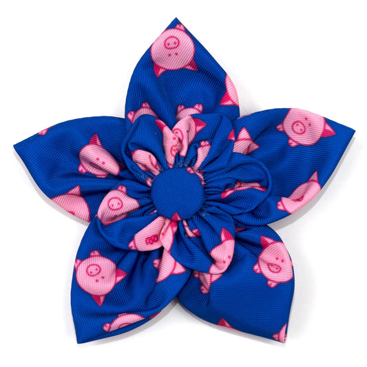 Wilbur Pig Dog Flower – Polyester, Blue, Sizes S, L