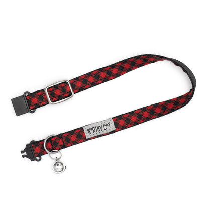 Bias Buffalo Plaid Cat Collar – Red/Black, Size One Size