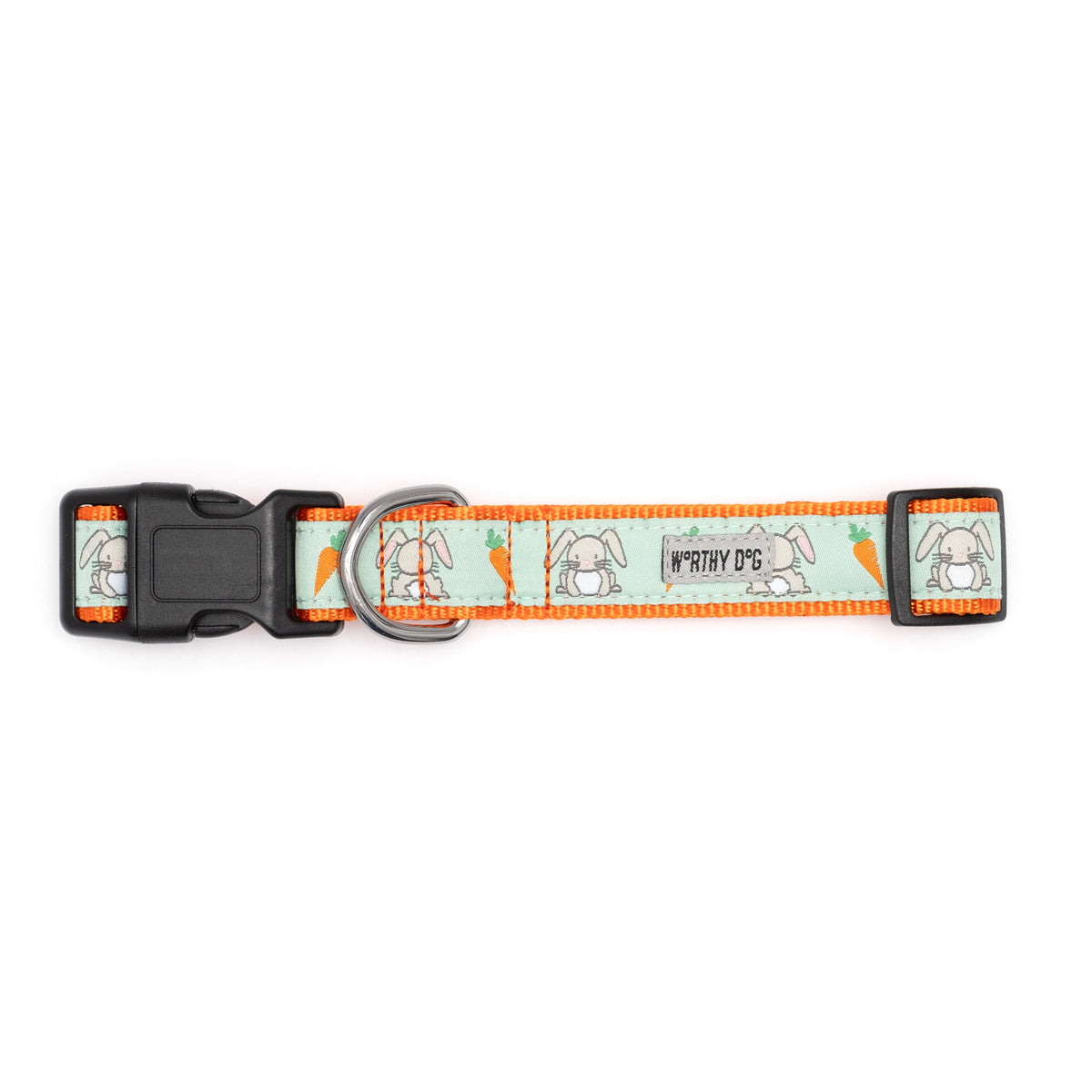 Bunnies Dog Collar – Mint Green, Sizes XS–XL