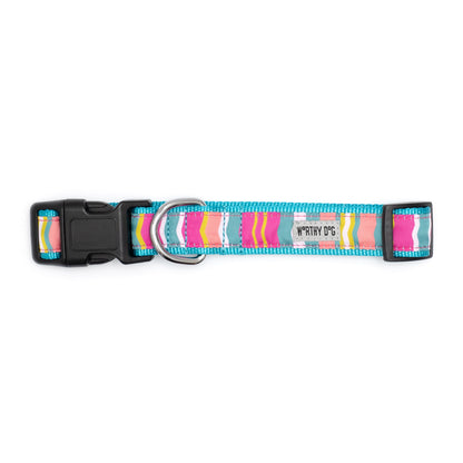 Fiesta Stripe Dog Collar in teal multicolored, product view 2
