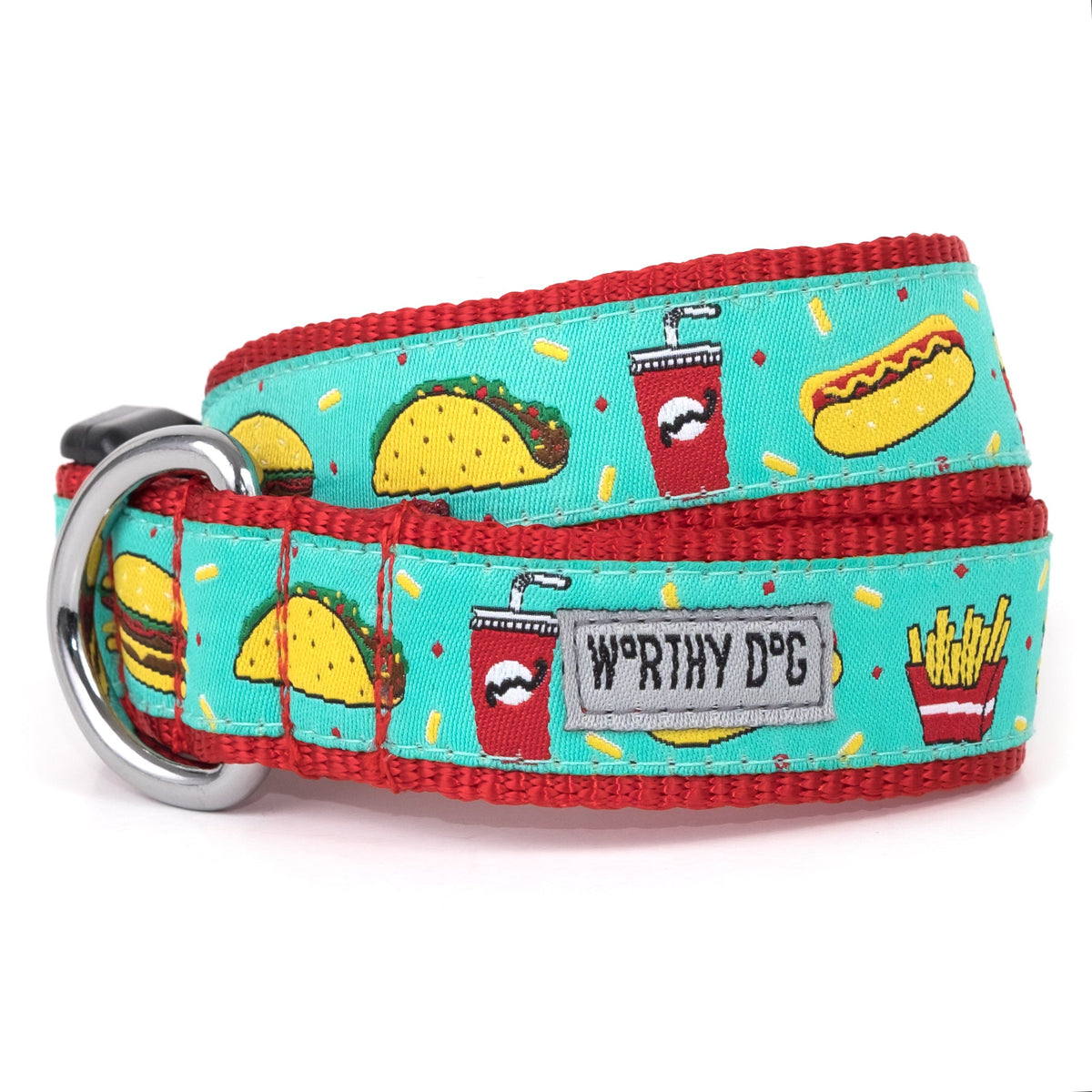 Food Fest Dog Collar – Turquoise, Sizes XS–XL