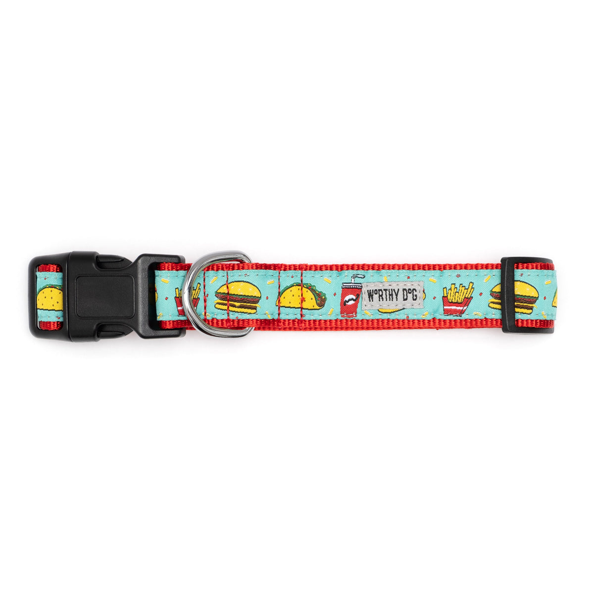 Food Fest Dog Collar – Turquoise, Sizes XS–XL