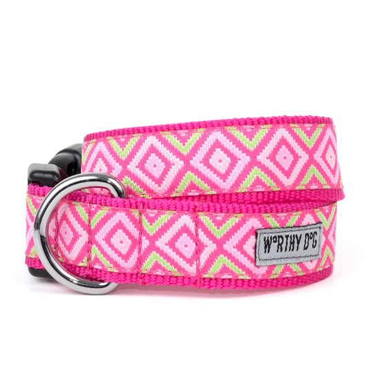 Graphic Diamond Dog Collar – Purple, Pink & Blue, Sizes XS–XL