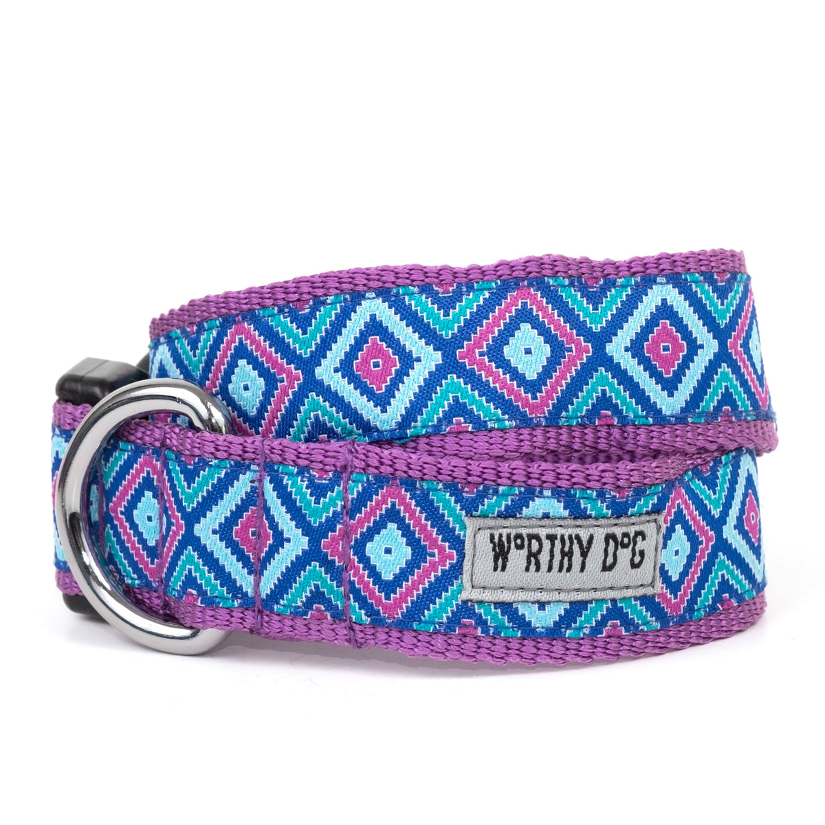 Graphic Diamond Dog Collar – Purple, Pink & Blue, Sizes XS–XL