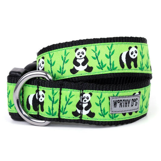 Pandas Dog Collar – Green, Sizes XS–XL
