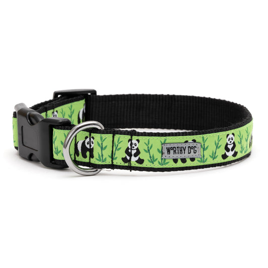 Pandas Dog Collar – Green, Sizes XS–XL