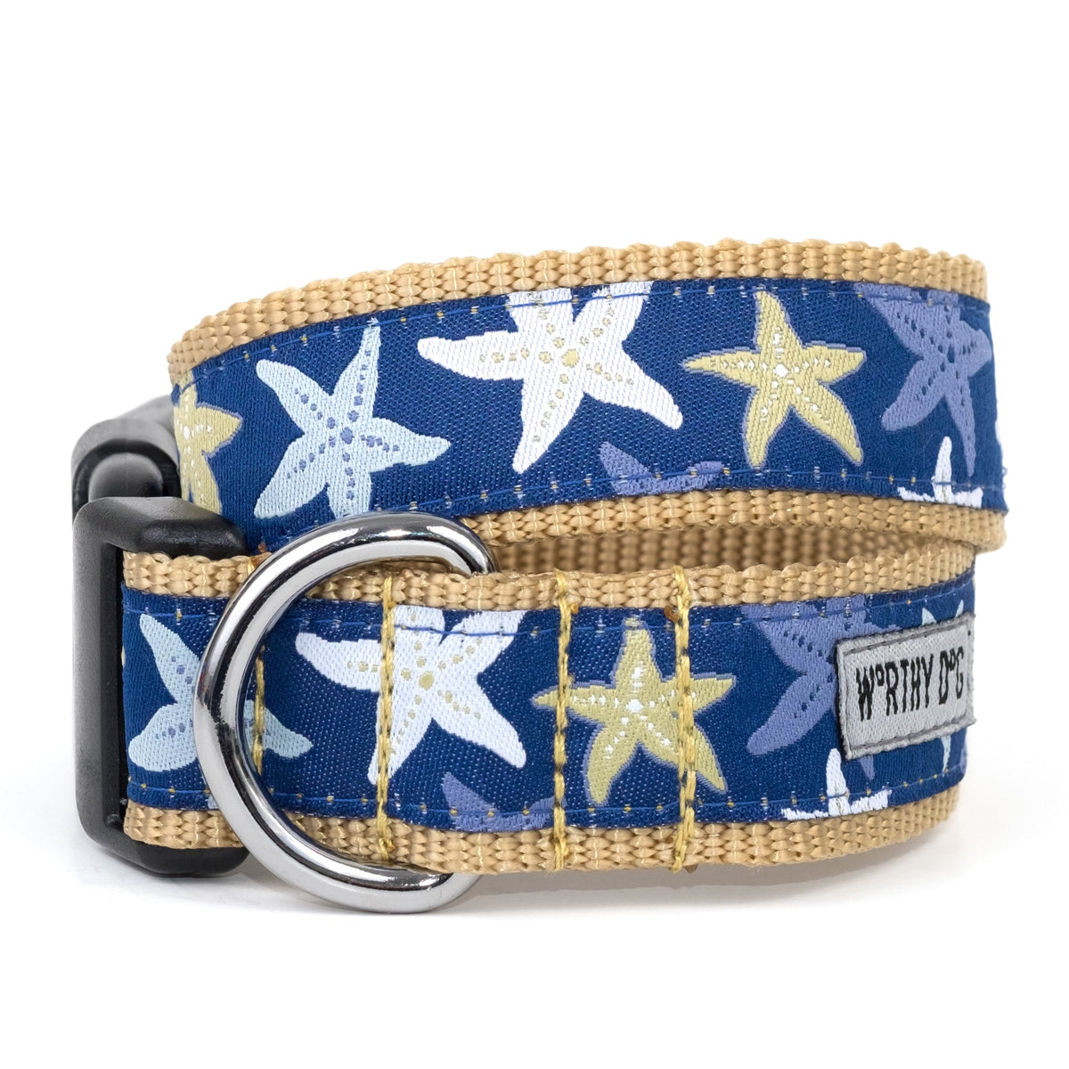 Starfish Dog Collar – Blue, Sizes XS–XL