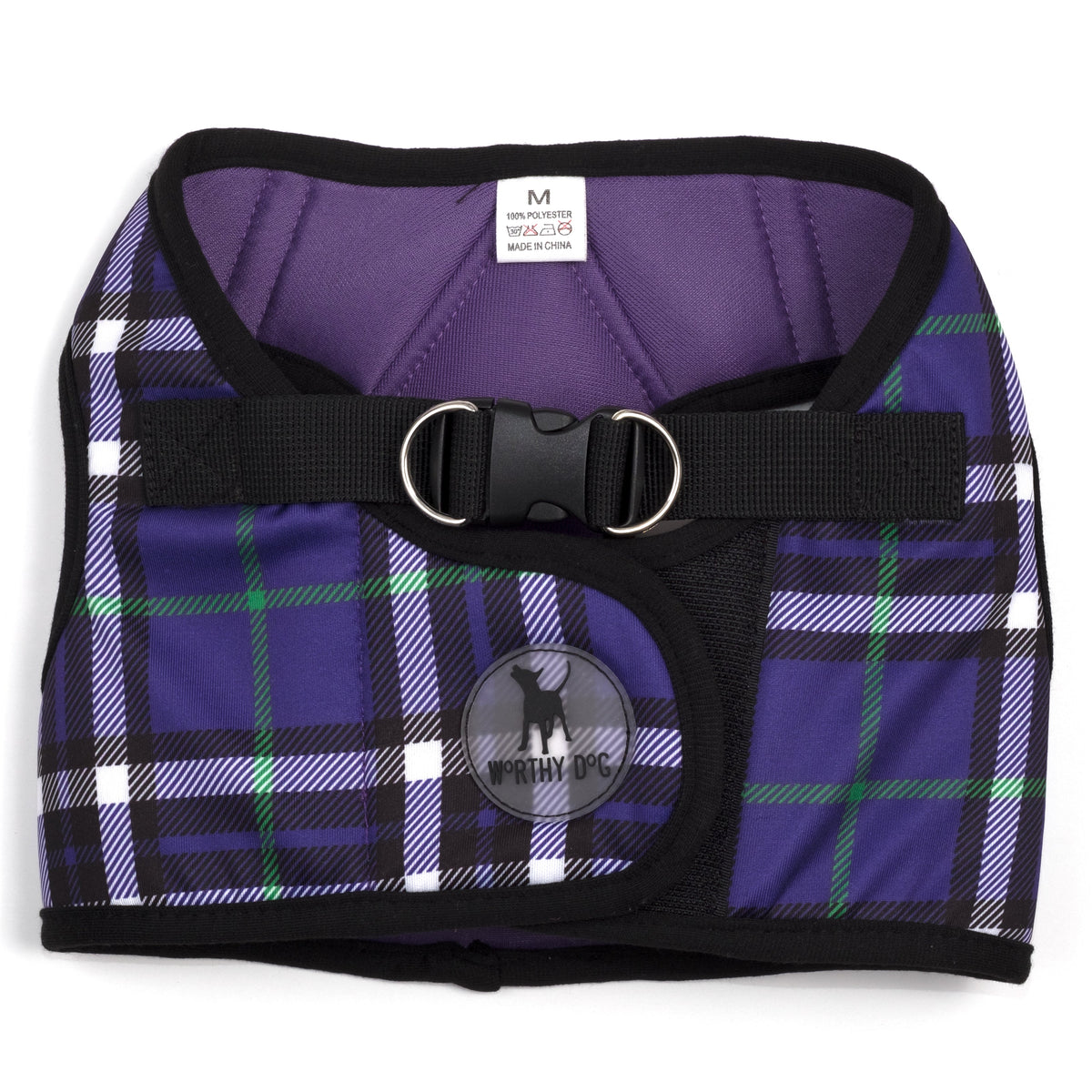 Plaid Step-In Dog Harness in purple, product view 8