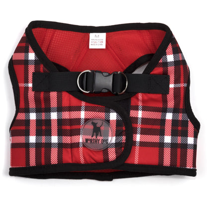 Plaid Step-In Dog Harness in red, product view 4