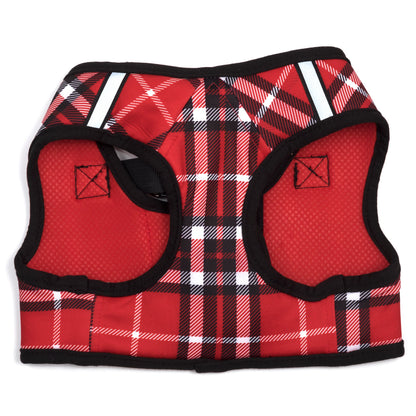 Plaid Step-In Dog Harness in red, product view 5