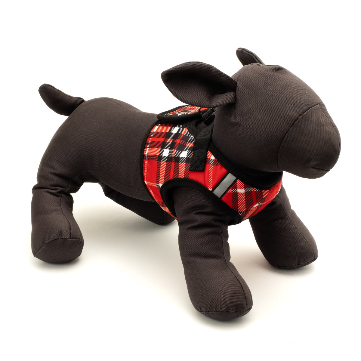 Plaid Step-In Dog Harness in red, product view 6