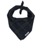 Black Watch Plaid Dog Bandana – Cotton, Black, Sizes S, L