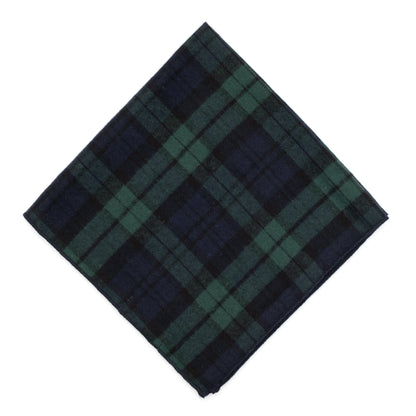 Black Watch Plaid Dog Bandana – Cotton, Black, Sizes S, L