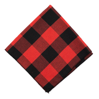 Large Buffalo Plaid Dog Bandana – Cotton, Red/Black, Sizes S, L