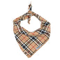 Tan Plaid Cotton Dog Bandana, tan, main product view