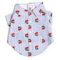 Cherries Dog Shirt – Cotton, Blue/White, Sizes XS–XXL