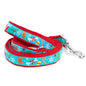 Blue Winter Wonderland Nylon Dog Leash — coiled leash