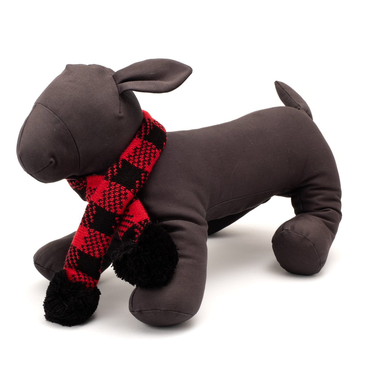 Buffalo Scarf Dog Hat – Acrylic, Black/Red, Sizes XS–L