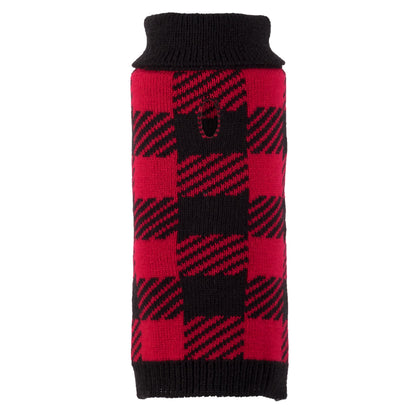 Buffalo Turtleneck Dog Sweater – Acrylic, Black/Red, Sizes XXS–XXL