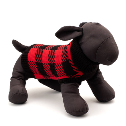 Buffalo Turtleneck Dog Sweater – Acrylic, Black/Red, Sizes XXS–XXL