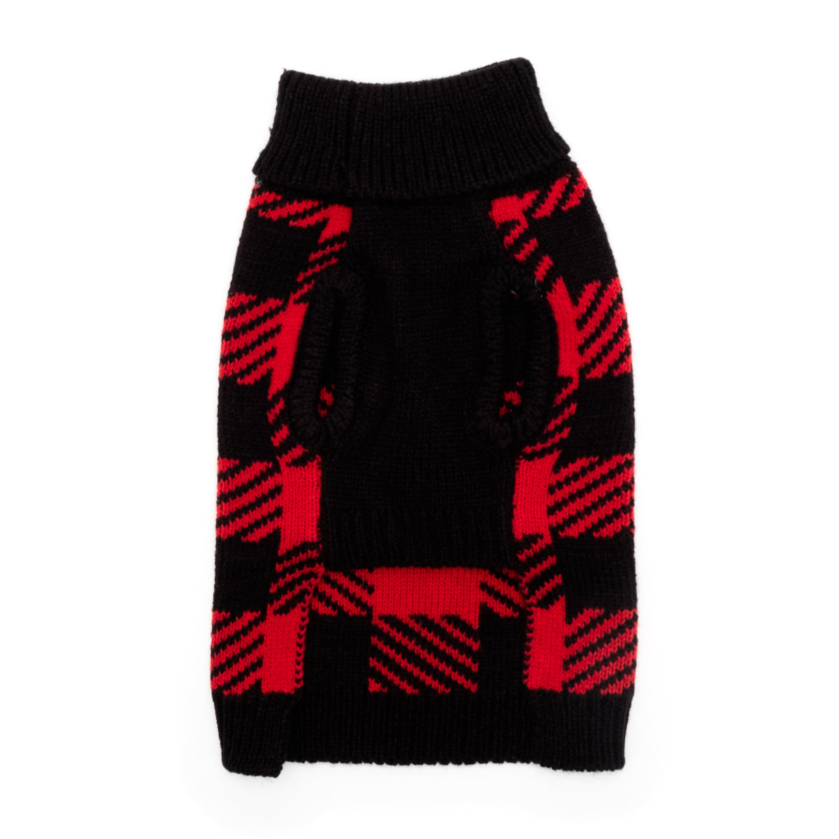 Buffalo Turtleneck Dog Sweater – Acrylic, Black/Red, Sizes XXS–XXL