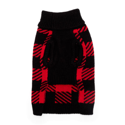 Buffalo Turtleneck Dog Sweater – Acrylic, Black/Red, Sizes XXS–XXL